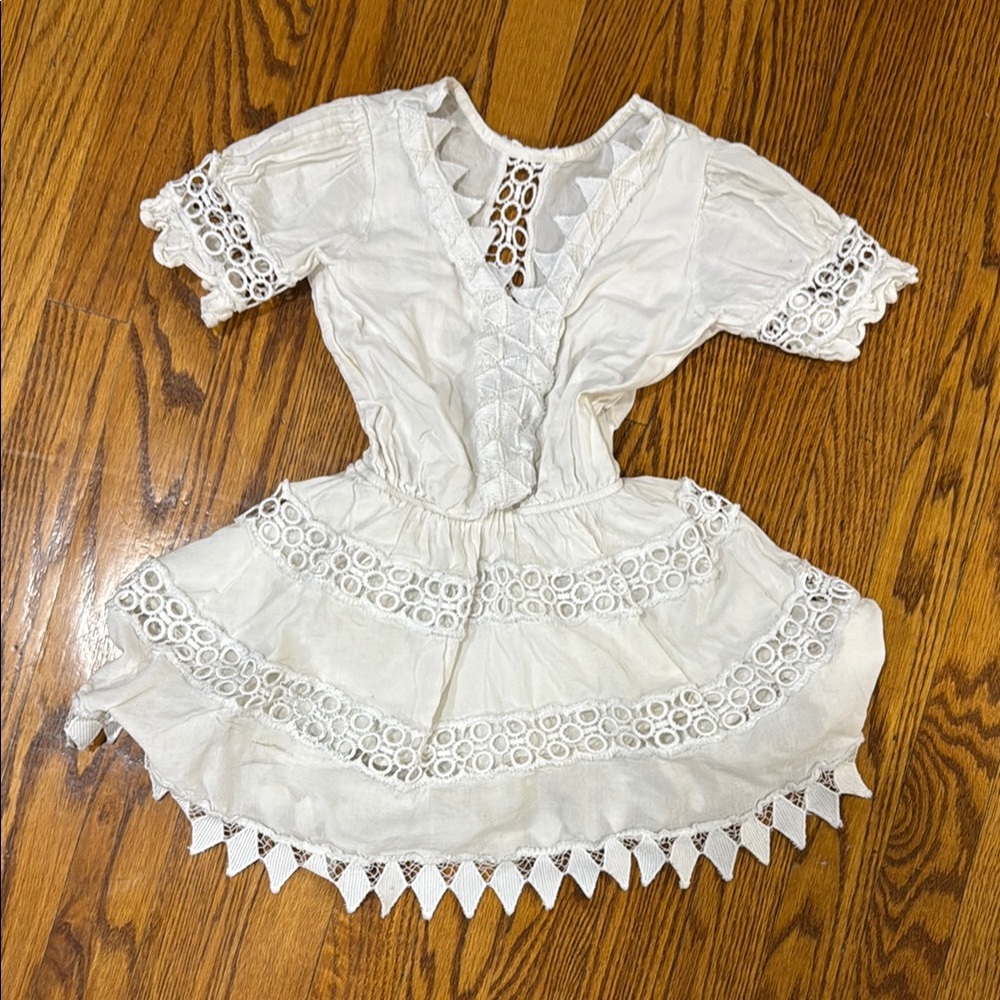 Little pexioto girls white Ivory Lace beach dress summer size 5 year old sweater